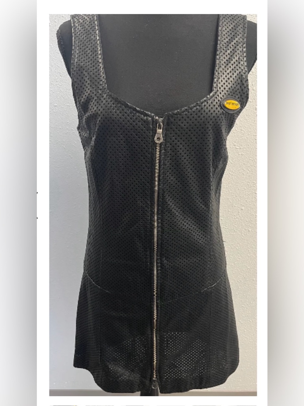 Vintage 1999 Harley-Davidson Black Genuine Leather Mini Dress